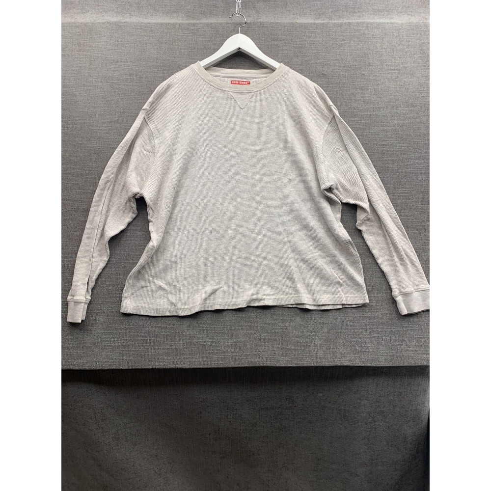 Craftsman Long Sleeve Waffle Knit Thermal Shirt Men 2XL Light Gray Cotton Ribbed